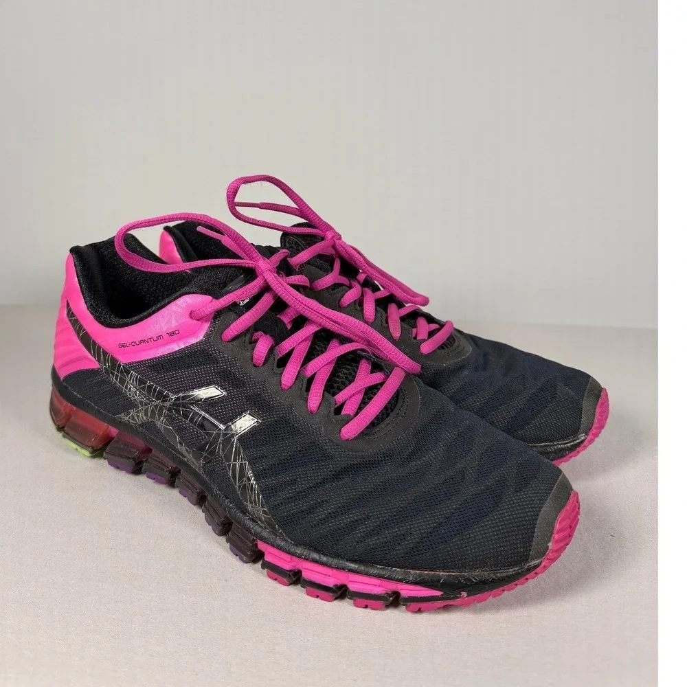 Asics Gel-Quantum 180 Running Shoes Womens‎ Size 10 Black Pink T5J7N